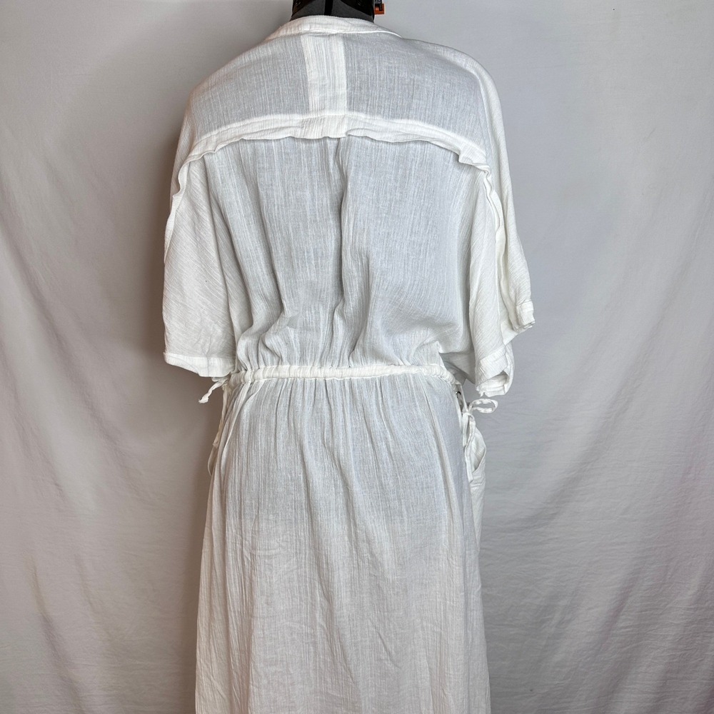 RAG & BONE Sheer White Gauze Caftan Midi Dress Cover Up Beach Kaftan Medium - Picture 8 of 10